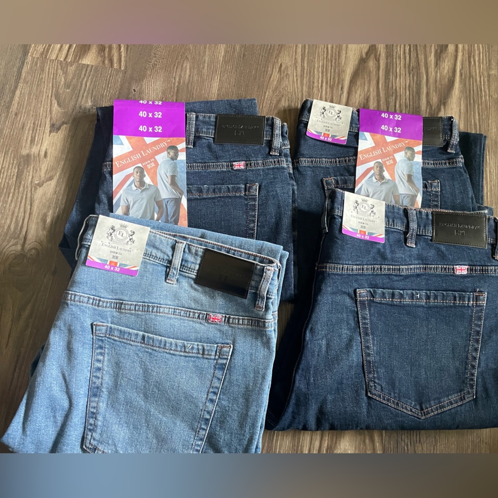 English Laundry Men's Relaxed Jeans - Multi Blue Washes lot of 4